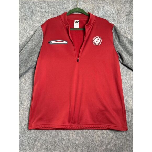 Russell 1/4 Zip Shirt Men's Large Red Gray 100% Polyester Alabama Crimson Tide - Picture 1 of 6